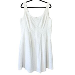 Pappagallo White Eyelet Fit & Flare Sleeveless Cotton Dress Size Large